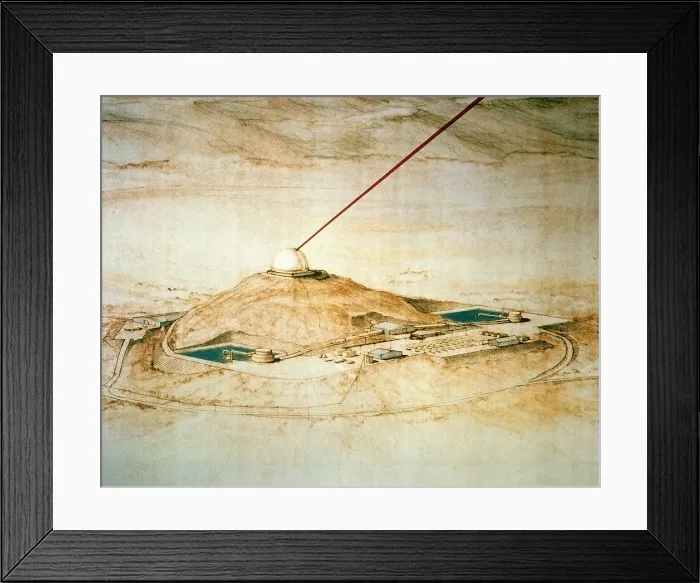 Framed Print : 1986 military artist's concept of a ground-based laser. (BSLOC_2011_12_342) Framed Print : 1986 military artist's concept of a ground-based laser. (BSLOC_2011_12_342)