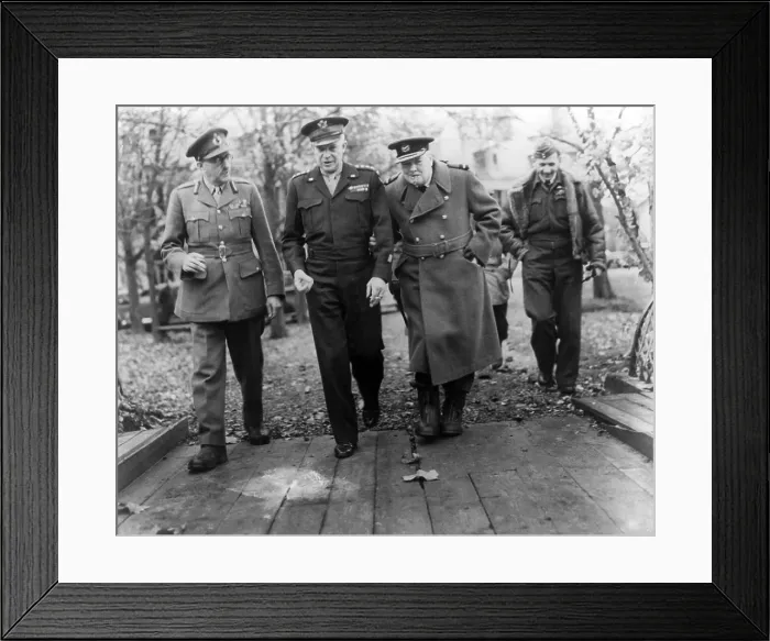 Framed Print : General Dwight Eisenhower with Prime Minister Winston Churchill. At left is General Sir Alan Brooke and at right is RAF General Sir Arthur Tedder. Ca. 1943-45. World War 2 Framed Print : General Dwight Eisenhower with Prime Minister Winston Churchill. At left is General Sir Alan Brooke and at right is RAF General Sir Arthur Tedder. Ca. 1943-45. World War 2
