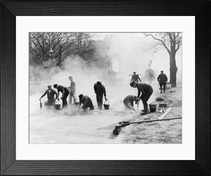 Framed Print : Road construction workers in Nazi Germany, in the 1930s