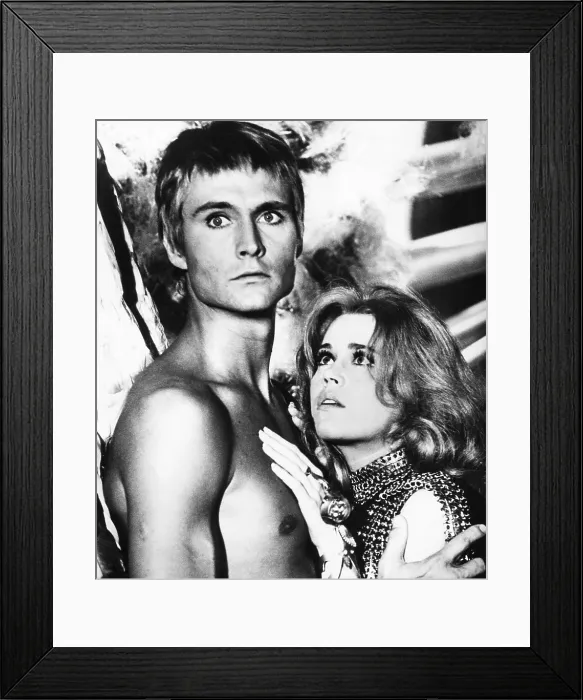 Framed Print : BARBARELLA, from left: John Phillip Law, Jane Fonda, 1968