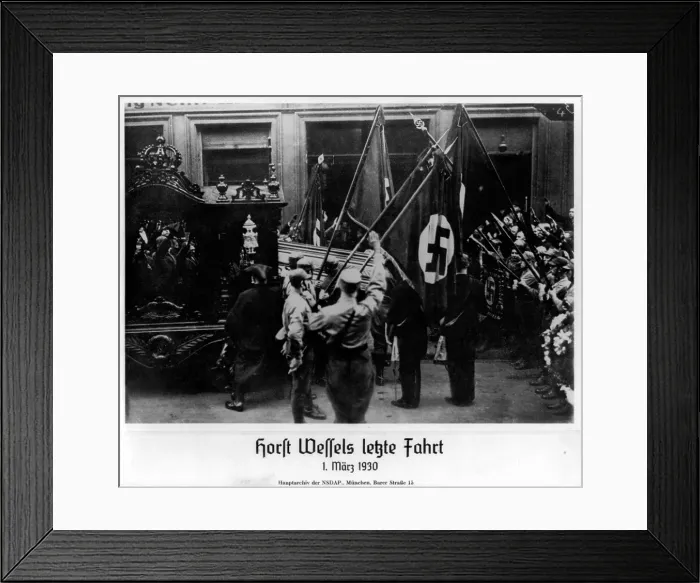 Framed Print : Horst Wessel became a martyr of the Nazi movement at his March 1, 1930 funeral. The murdered a 23 year old Nazi was shot in his apartment and died on Feb. 23, 1930