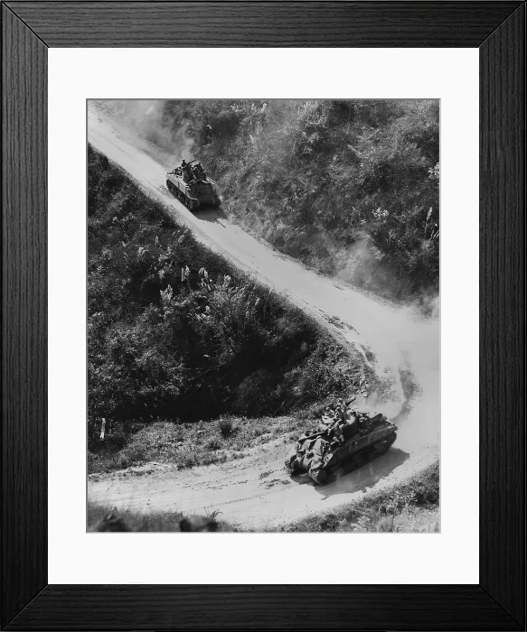 Framed Print : Allied Tanks use the Burma Road for the first time in two years in Jan. 1945