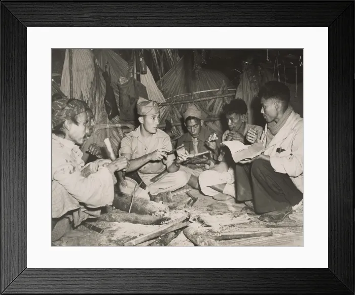 Framed Print : American Army Sgt. James Fletcher, with some Kachin scouts in Burma during World War 2 Framed Print : American Army Sgt. James Fletcher, with some Kachin scouts in Burma during World War 2
