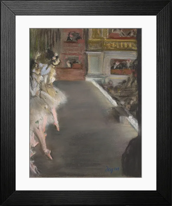 Framed Print : Dancers at the Old Opera House, by Edgar Degas, 1877, French impressionist pastel drawing. Ballet dancers on Paris Opera House stage during a performance