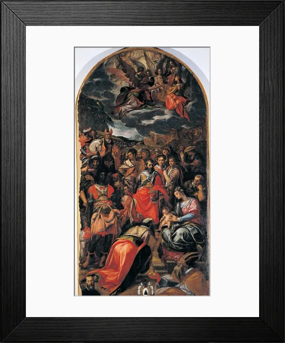 Framed Print : van den Broeck Hendrick known as Arrigo Fiammingo, The Adoration of the Magi, 1519 - 1597, 16th Century, panel, Italy, Umbria, Perugia