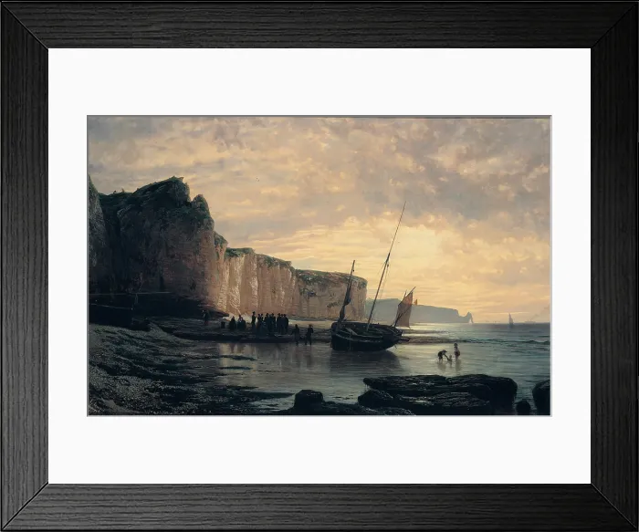 Framed Print : Lagorio Lev Feliksovic, Beach in Normandy, 1859, 19th Century, oil on canvas, Russia Moscow
