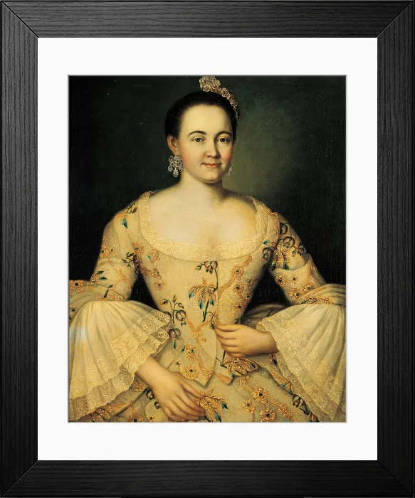 Framed Print : perhaps by Visnjakov Ivan Jakovlevic, Stepanida Savvisna Jakovleva, 1750, 18th Century, oil on canvas, Russia Moscow