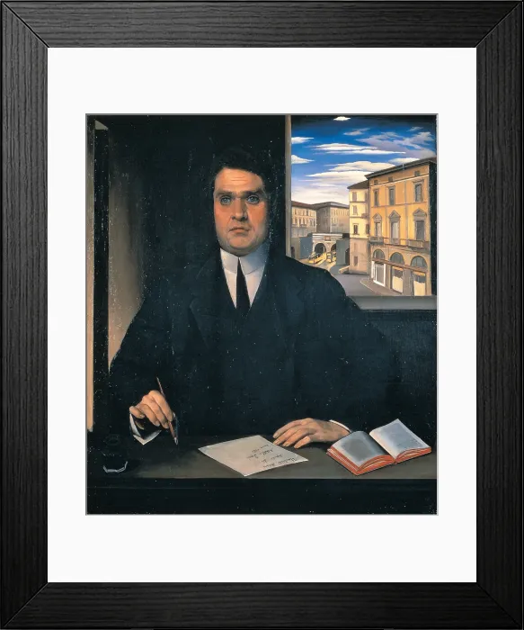 Framed Print : Funi Achille, Umberto Notari in his Studio on Piazza Cavour, 1921, 20th Century, oil on canvas, Italy, Lombardy, Milan