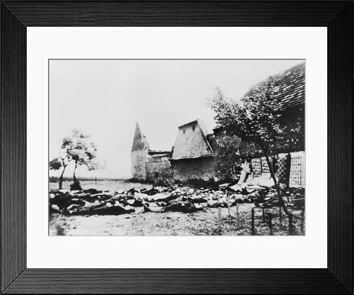Framed Print : Dead bodies of the men of Lidice, executed by the Nazis in retaliation for the assassination of Reinhard Heydrich in June 1942