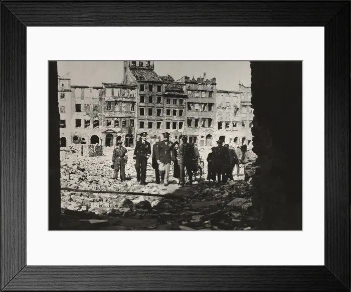 Framed Print : General Eisenhower and others in ruined Warsaw, Feb. 20, 1946