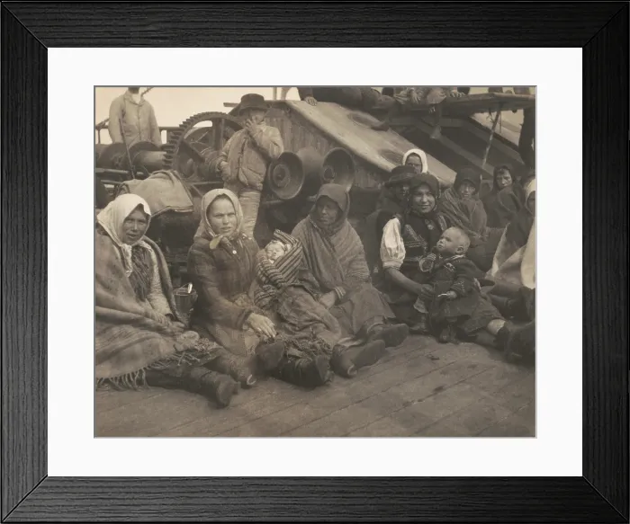 Framed Print : Women and children immigrants from Eastern Europe on deck of the SS Amsterdam