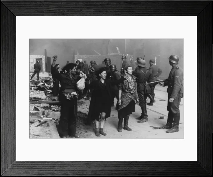 Framed Print : Polish Jews under arrest during the Warsaw Ghetto Uprising, April 19-May 16, 1943