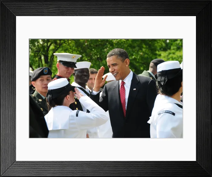 Framed Print : President Obama salutes a sailor following naturalization ceremony at the White House. April 23 2009. (BSLOC_2011_12_370) Framed Print : President Obama salutes a sailor following naturalization ceremony at the White House. April 23 2009. (BSLOC_2011_12_370)