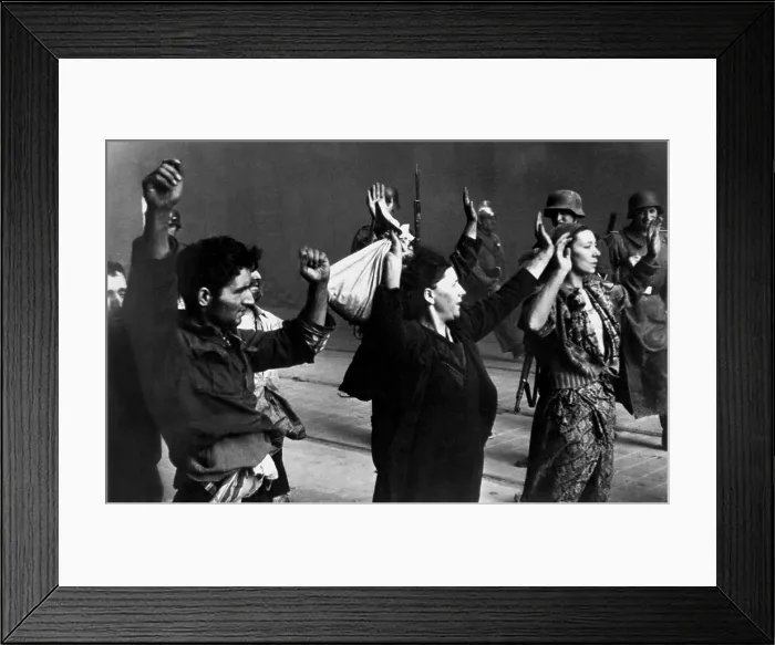 Framed Print : Polish Jews under arrest during the Warsaw Ghetto Uprising, April 19-May 16, 1943