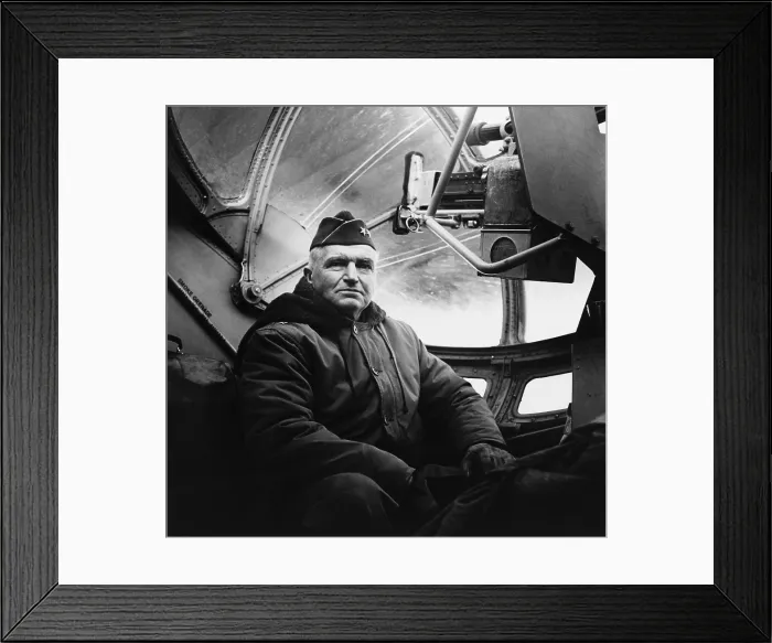 Framed Print : Maj. Gen. Simon Bolivar Buckner in a cockpit of an airplane, ca. 1942-45. He was the highest ranking U.S. officer killed in action in World War 2, during the Battle of Okinawa
