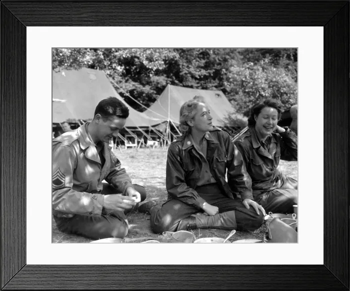 Framed Print : Lt. Col. Anna Walker Tony Wilson, WAC Staff Director, European theater (center). She lunches on a field in France on August 1, 1944. World War 2. (BSLOC_2014_8_140) Framed Print : Lt. Col. Anna Walker Tony Wilson, WAC Staff Director, European theater (center). She lunches on a field in France on August 1, 1944. World War 2. (BSLOC_2014_8_140)