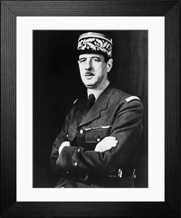 Framed Print : Charles de Gaulle in exile in Britain during World War 2. He resisted the German occupiers, the Vichy collaborators, and fought for French interests throughout World War 2