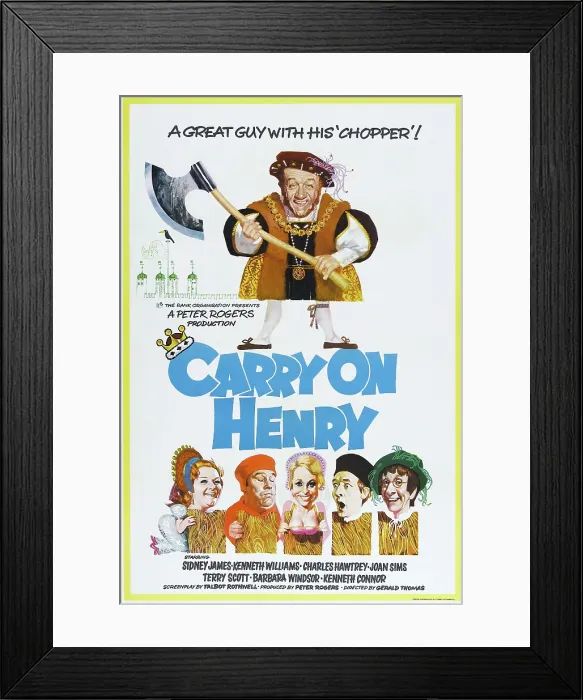 Framed Print : CARRY ON HENRY, British poster, center: Sidney James, 1971 Framed Print : CARRY ON HENRY, British poster, center: Sidney James, 1971