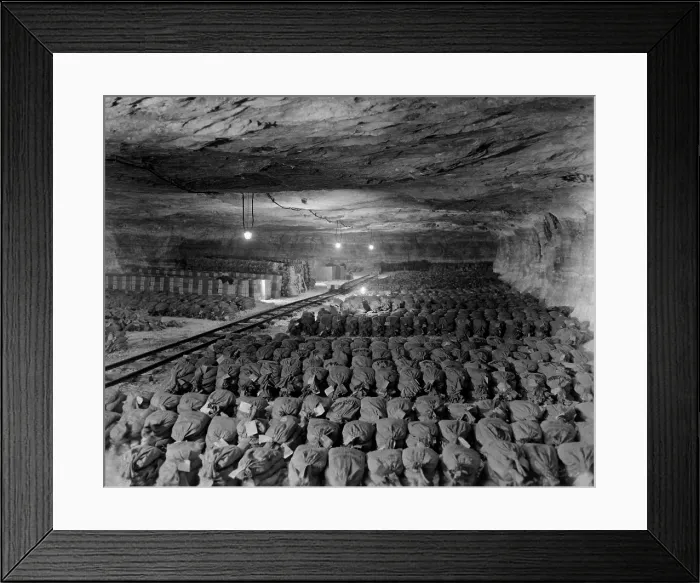Framed Print : Reichsbank gold, SS loot, paintings in a Salt mine in Merkers, Germany. April 15, 1945. Photo by the Monuments, Fine Arts, and Archives, (MFAA), the U.S