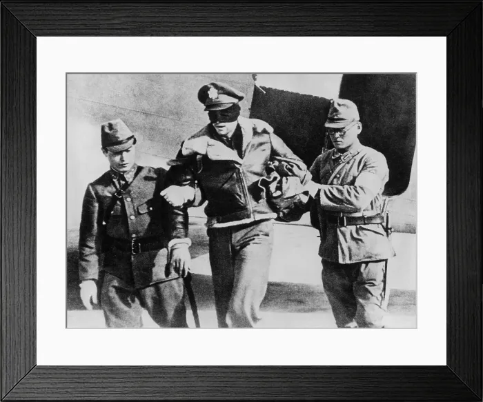 Framed Print : Blindfolded U.S. Lt. Robert Hite, POW survivor of the April 1942 Doolittle Raid on Tokyo. His crew were captured by the Japanese in occupied China the same day they bailed out