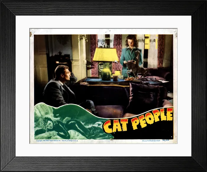 Framed Print : CAT PEOPLE, from left, Kent Smith, Simone Simon, 1942