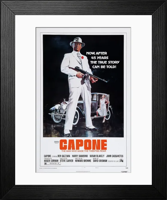Framed Print : CAPONE, US poster art, front: Ben Gazzara; back: Susan Blakely, 1975, TM and Copyright 20th Century Fox Film Corp. All rights reserved / courtesy Everett Collection Framed Print : CAPONE, US poster art, front: Ben Gazzara; back: Susan Blakely, 1975, TM and Copyright 20th Century Fox Film Corp. All rights reserved / courtesy Everett Collection