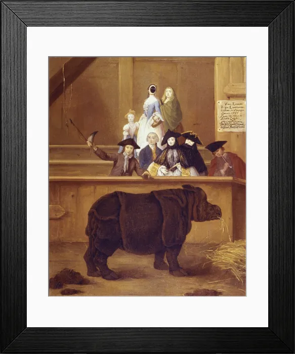 Framed Print : LONGHI, Pietro Falca, called Pietro (1702-1785). The Rhinoceros. 1751. Rococo. Oil on canvas. ITALY. Venice. Ca Rezzonico
