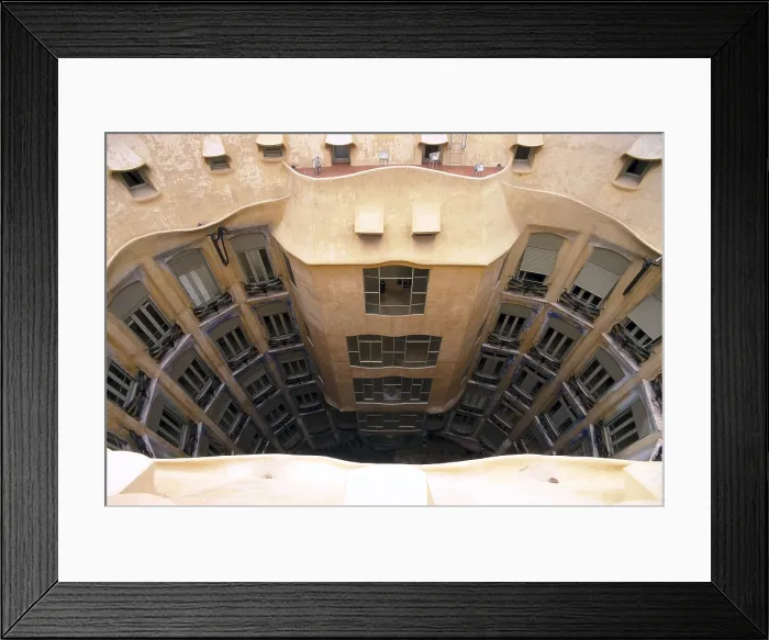 Framed Print : GAUDI i CORNET, Antoni (1852-1926). Mil House or La Pedrera. 1906-1910. SPAIN. Barcelona. Well's view from the roof. Modernism. Architecture