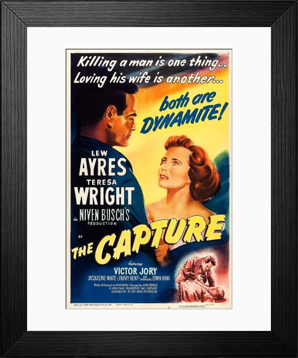 Framed Print : THE CAPTURE, US poster, from left: Lew Ayres, Teresa Wright, 1950 Framed Print : THE CAPTURE, US poster, from left: Lew Ayres, Teresa Wright, 1950