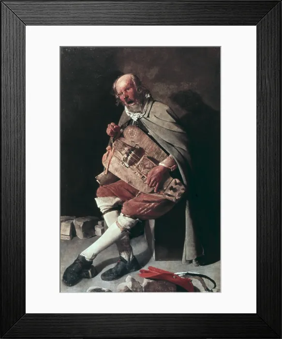 Framed Print : LA TOUR, Georges de (1593-1652). The Vielle Player. 1620 - 1625. Baroque art. Oil on canvas. FRANCE. Nantes. Fine Arts Museum