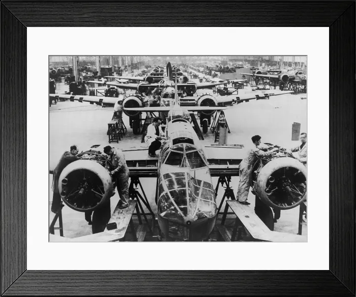 Framed Print : Great Britain manufacturing Blenheim bombers at the beginning of World War 2. This factory is in an undisclosed location in England. Dec. 17, 1939. (BSLOC_2013_11_75)
