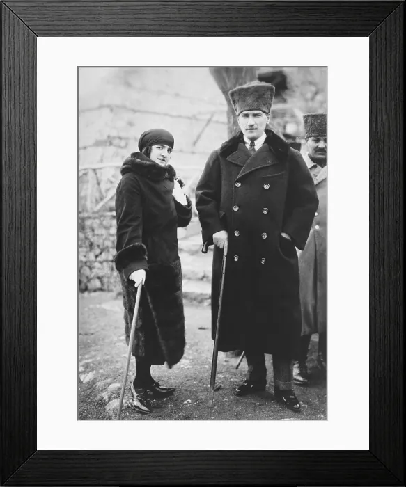 Framed Print : Kemal Ataturk, President of Turkey and his wife, Latife Hanouz, in 1923. She appeared publically with her husband and encouraged women to participate in public life