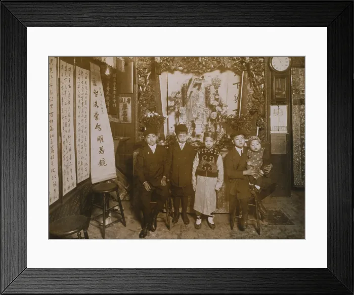 Framed Print : Five boys at New Years celebration, Chinatown, New York City, Jan. 20, 1911