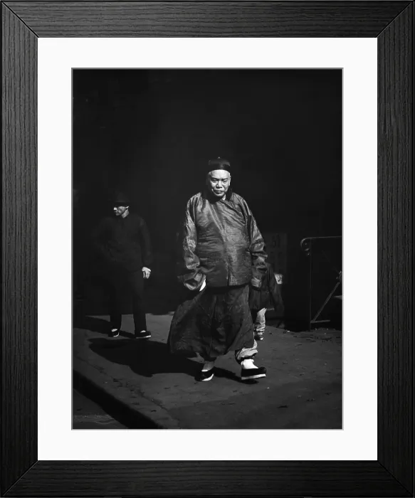 Framed Print : Prosperous Chinese-American walking in San Franciscos Chinatown followed by his bodyguard. Photo by Arnold Genthe, c. 1896-1906 (BSLOC_2018_1_46) Framed Print : Prosperous Chinese-American walking in San Franciscos Chinatown followed by his bodyguard. Photo by Arnold Genthe, c. 1896-1906 (BSLOC_2018_1_46)