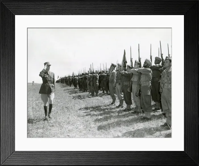 Framed Print : General Charles DeGaulle reviews French Expeditionary Forces. Montenero area, Italy, June 29, 1944. World War 2. (BSLOC_2014_8_143)