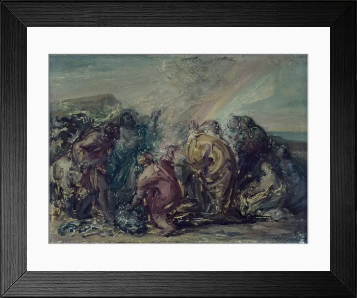 Framed Print : Holocaust of Noah, by Giovanni Carnovali also known as Piccio, 1865 - 1870, 19th Century, oil on canvas, 18 x 25 cm - Private collection. Whole artwork view