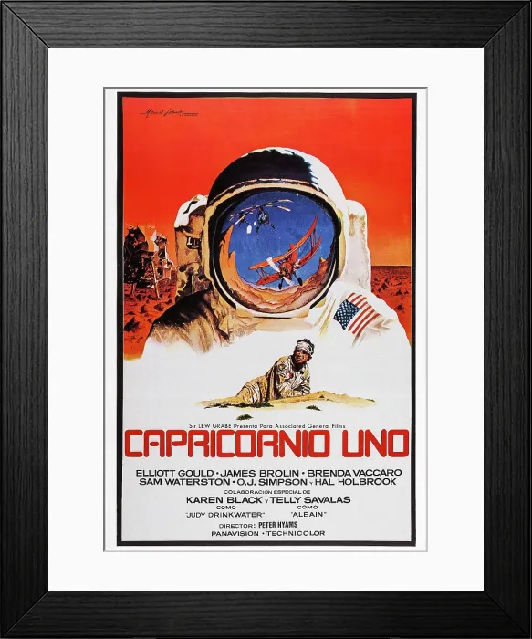 Framed Print : CAPRICORN ONE, (aka CAPRICORNIO UNO), Spanish language poster art, James Brolin, 1978. Warner Brothers / courtesy Everett Collection Framed Print : CAPRICORN ONE, (aka CAPRICORNIO UNO), Spanish language poster art, James Brolin, 1978. Warner Brothers / courtesy Everett Collection