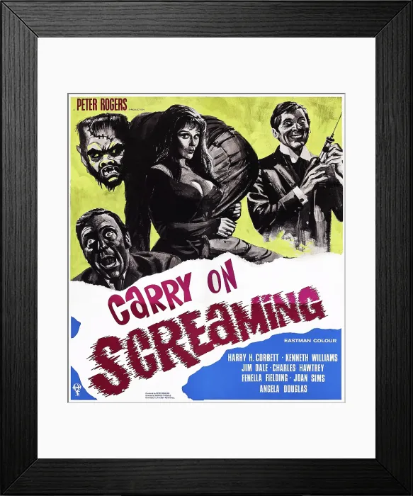 Framed Print : CARRY ON SCREAMING!, British poster, from left: Fenella Fielding, Kenneth Williams, 1966 Framed Print : CARRY ON SCREAMING!, British poster, from left: Fenella Fielding, Kenneth Williams, 1966