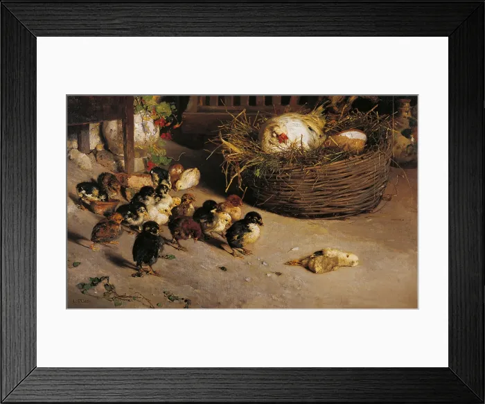 Framed Print : Death of a Chick (La morte del pulcino), by Luigi Nono, 1881, 19th Century, oil on canvas, 77 x 122 cm - Italy, Veneto, Venice, Ca Pesaro Framed Print : Death of a Chick (La morte del pulcino), by Luigi Nono, 1881, 19th Century, oil on canvas, 77 x 122 cm - Italy, Veneto, Venice, Ca Pesaro