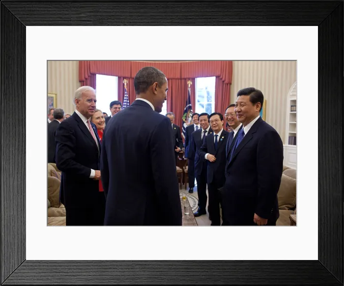 Framed Print : Vice President Xi Jinping headed the Chinese delegation meeting with President Obama. Oval Office, Feb. 14, 2012