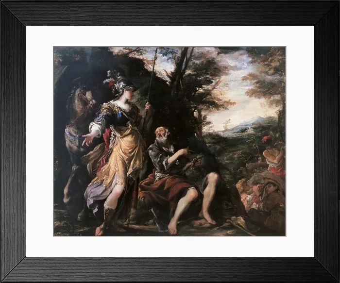 Framed Print : Erminia and the Shepherds, by Giovanni Antonio Burrini, 1680 - 1690, 17th Century, oil on canvas, cm 153 x 188 - Italy, Emilia Romagna, Bologna, National Picture Gallery Framed Print : Erminia and the Shepherds, by Giovanni Antonio Burrini, 1680 - 1690, 17th Century, oil on canvas, cm 153 x 188 - Italy, Emilia Romagna, Bologna, National Picture Gallery