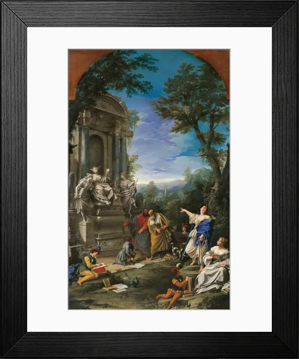 Framed Print : Allegoric Tomb of Robert Boyle, John Locke e Thomas Sydenham, by Nunzio Ferrajoli, Donato Creti, 1729 about, 18th Century, oil on canvas, cm 220 x 138 - Italy, Emilia Romagna