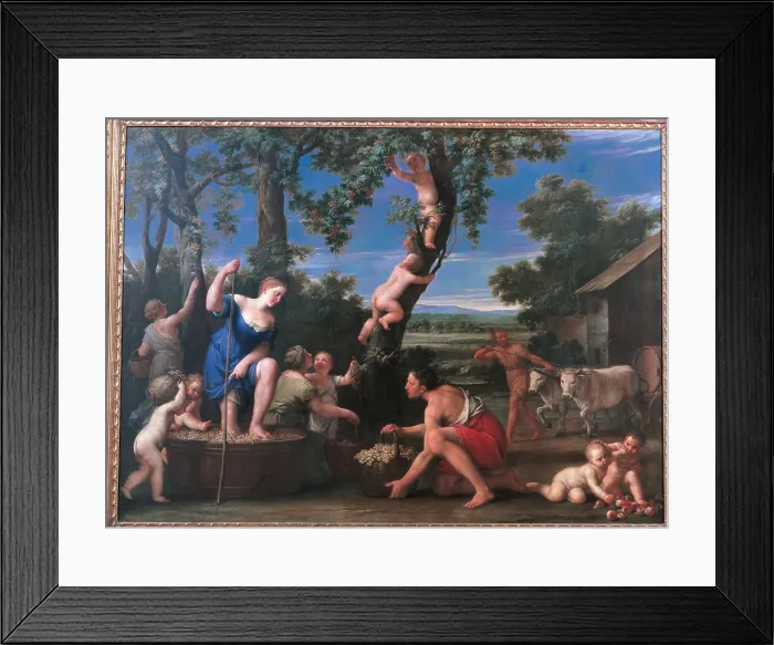 Framed Print : Autumn or Fall, by Marcantonio Franceschini, 1716, 18th Century, oil on canvas, cm 127 x 173 - Italy, Emilia Romagna, Bologna, National Picture Gallery. Acquired in 1967. All