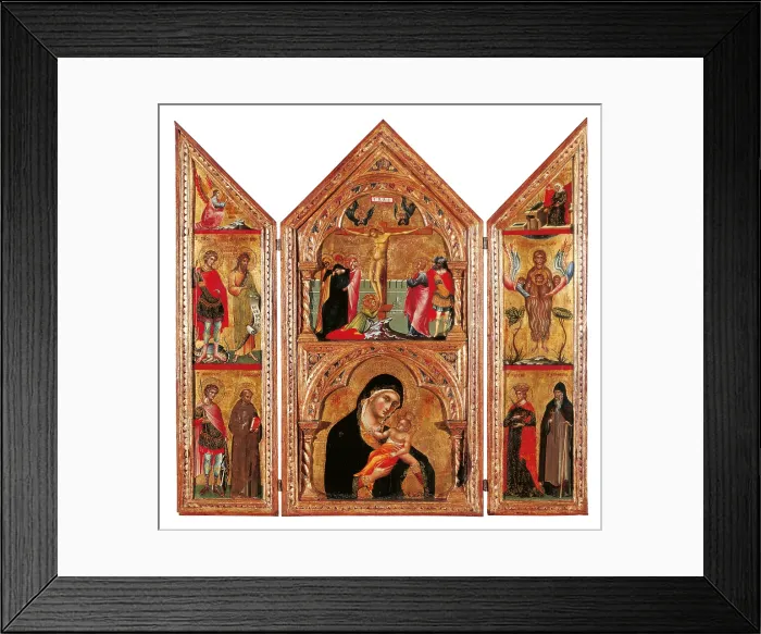 Framed Print : Movable Altarpiece (Triptych), by Paolo Veneziano, 1335 about, 14th Century, tempera and oil on panel, cm 74 x 74, 5 x 4, 5 - Italy, Emilia Romagna, Parma, National Gallery. Detail