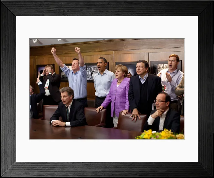 Framed Print : G8 Summit takes a break to watch the Chelsea vs. Bayern Munich Champions League match