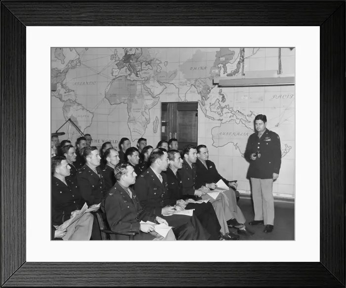 Framed Print : Major General Curtis Lemay leads a meeting of Commanders of the 3rd Bomb Division, 8th Air Force