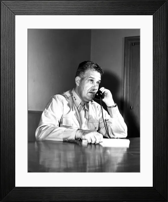 Framed Print : General Leslie Groves headed the Manhattan Project from 1942 until 1947. Prior to this, he headed the construction of the Pentagon. Ca. 1945-46. (BSLOC_2014_6_54)