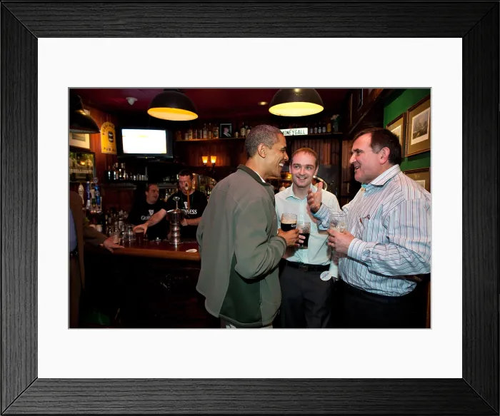 Framed Print : President Barack Obama with his Irish cousin, Henry Healy (center). They celebrated St Framed Print : President Barack Obama with his Irish cousin, Henry Healy (center). They celebrated St