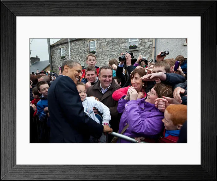 Framed Print : Irish crowds greet President Barack Obama along Main Street in Moneygall, Ireland, May 23, 2011. (BSLOC_2015_3_173)