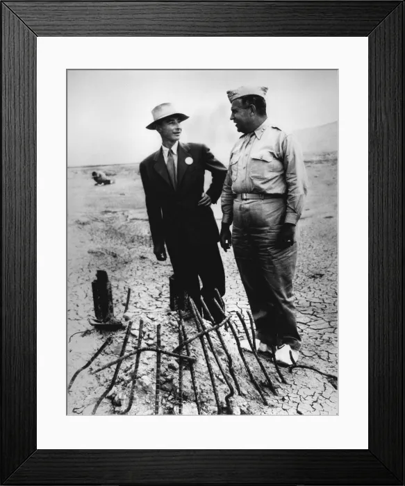 Framed Print : Gen. Leslie Groves (r) and Dr. J. Robert Oppenheimer at Trinity Test Site in Sept. 1945 Framed Print : Gen. Leslie Groves (r) and Dr. J. Robert Oppenheimer at Trinity Test Site in Sept. 1945